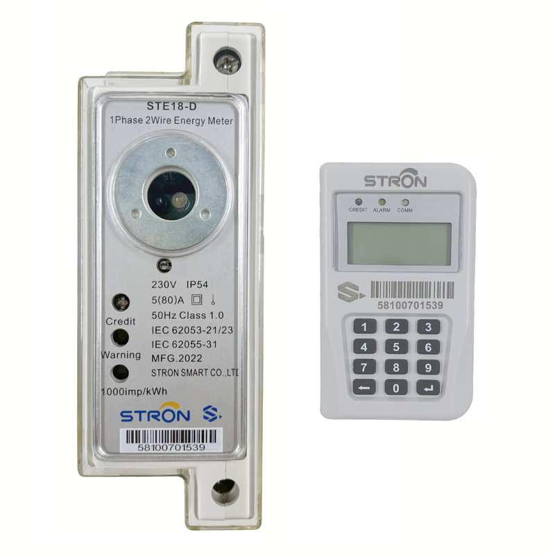 스트론 STS 선불 Din Rail 단일 단계 디지털 에너지/전력 미터 2 개의 유선 통신 및 고객 인터페이스 장치