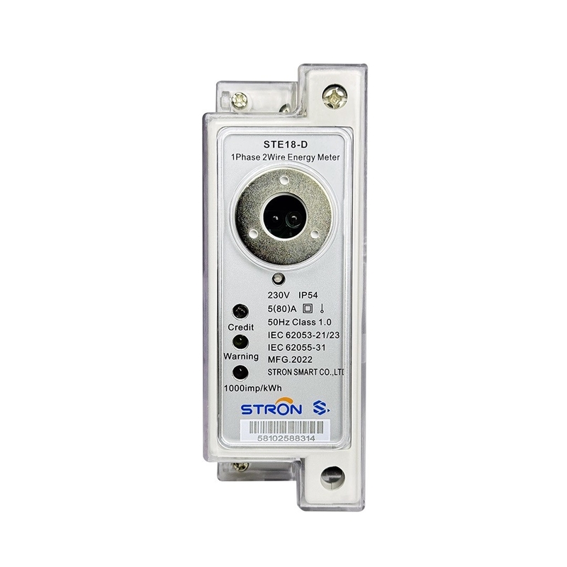 스트론 STS 선불 Din Rail 단일 단계 디지털 에너지/전력 미터 2 개의 유선 통신 및 고객 인터페이스 장치