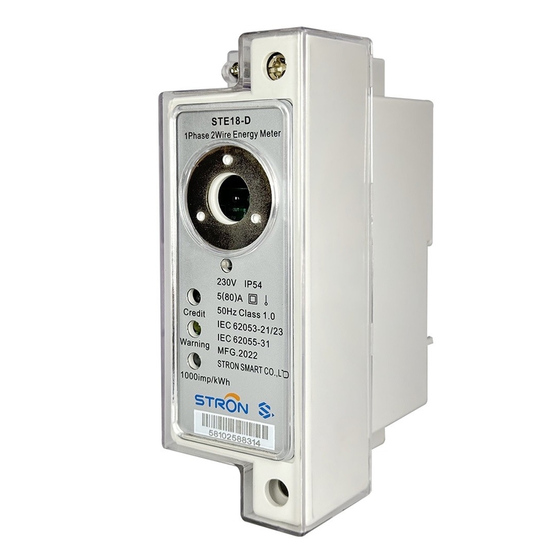 스트론 STS 선불 Din Rail 단일 단계 디지털 에너지/전력 미터 2 개의 유선 통신 및 고객 인터페이스 장치
