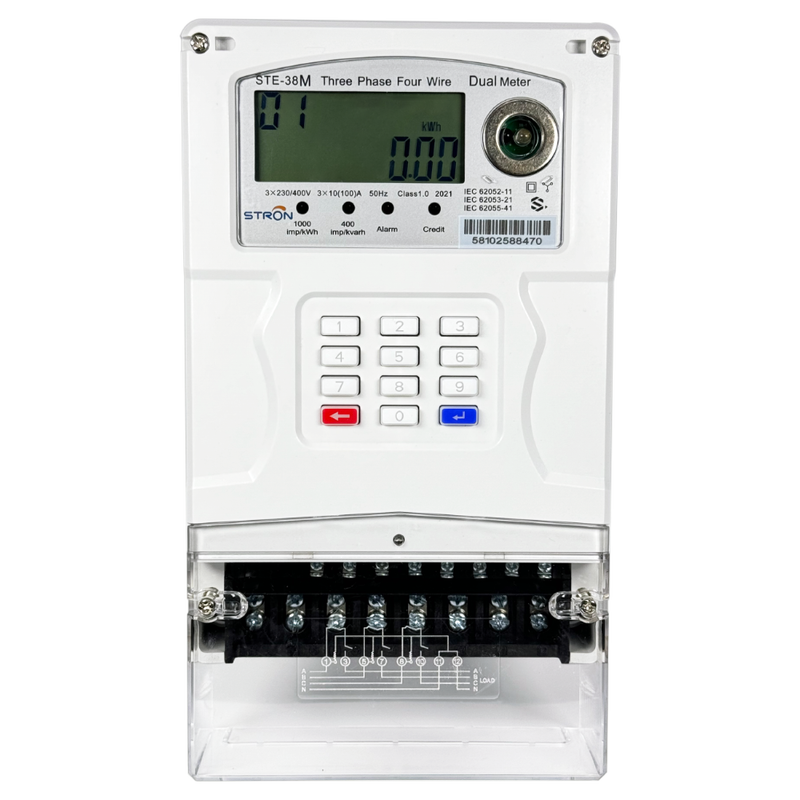 STS Prepaid Dual Source Three-Phase Power Meter - Event Log & Real-Time Clock & Low-Voltage Protection
