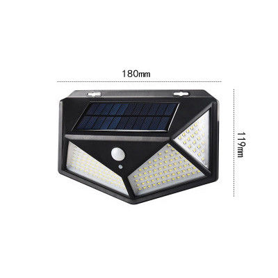 안뜰 태양열 옥외 벽 램프 100LED 본체 유도 복도 조명